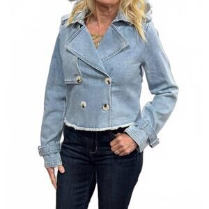 NEW KUT FROM THE KLOTH double breast denim jacket in light blue wash